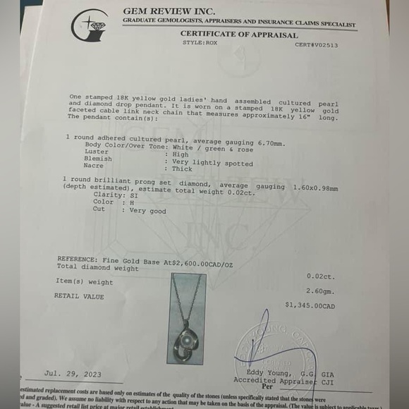 Pearl with diamond necklace - Picture 5 of 5